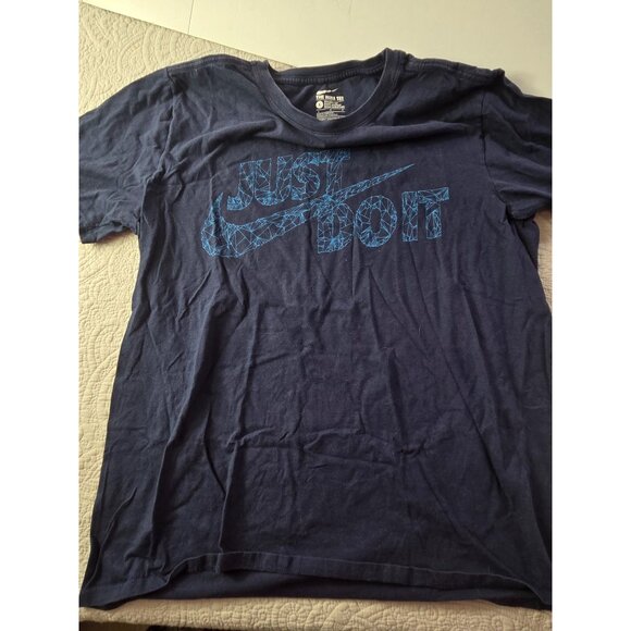Nike Mens "Just Do It" Graphic Tee * Large *Blue With Geometric Text Design*EUC - Picture 3 of 6